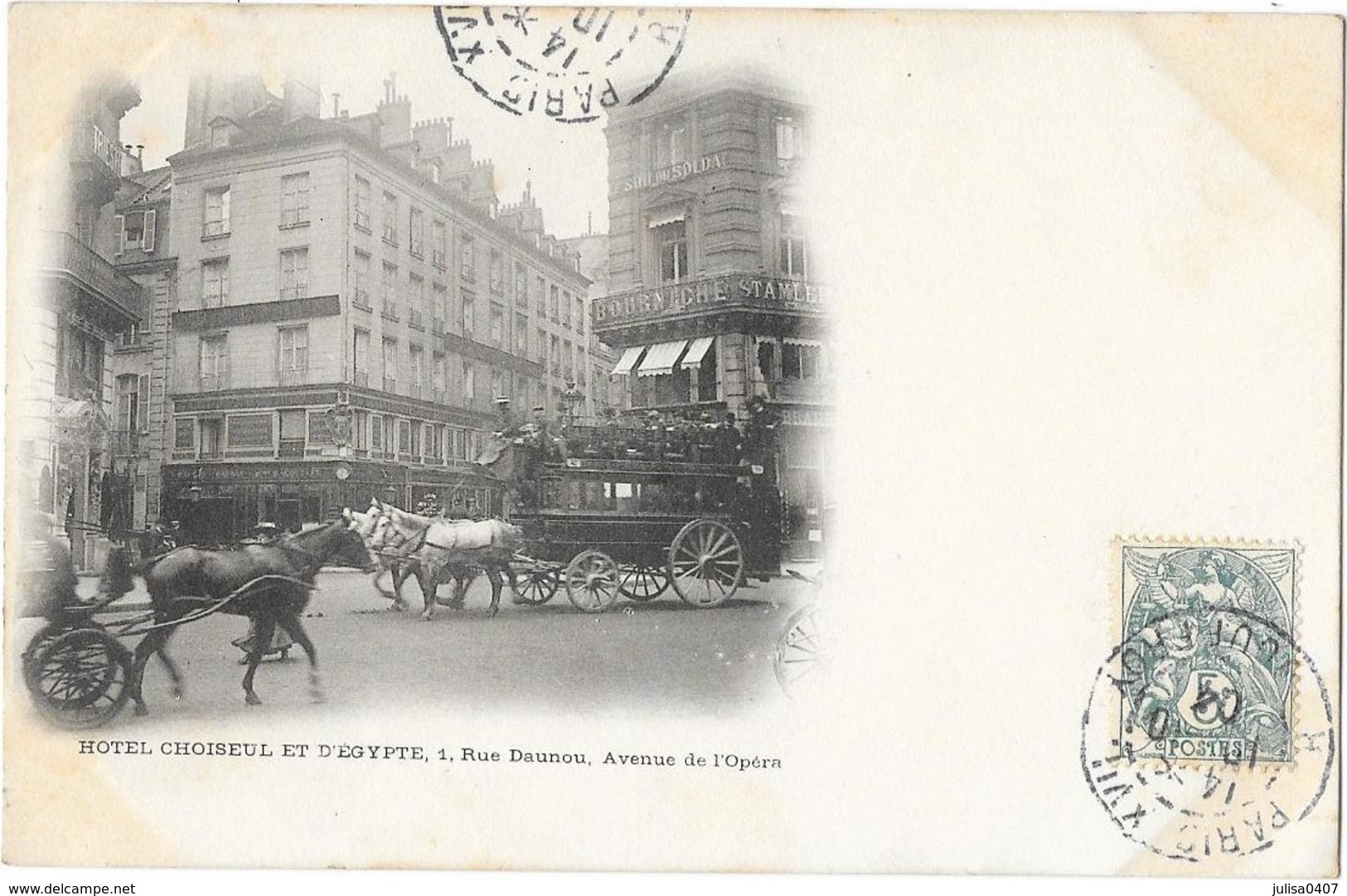 PARIS (II) Hotel Choiseul Et D'Egypte 1 Rue Daunou Avenue De L'Opéra Omnibus Animation - Distrito: 02