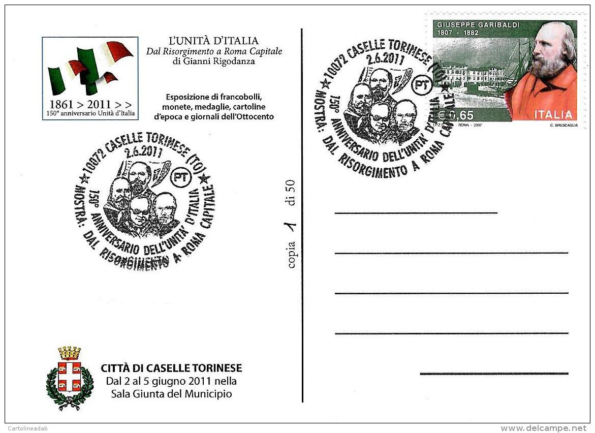 [MD0672] CPM - CASELLE TORINESE (TORINO) - 150° ANNIVERSARIO UNITA' D'ITALIA - NUM. 1 DI 50  - CON ANNULLO 2.6.2011 - NV - Storia