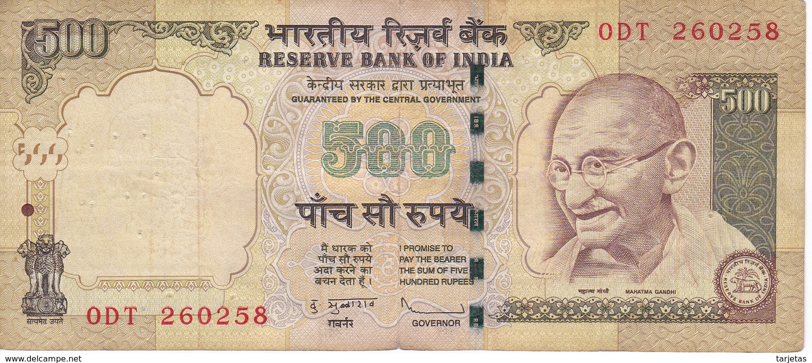 BILLETE DE LA INDIA DE 500 RUPEES    (BANKNOTE) DIFERENTES FIRMAS - India