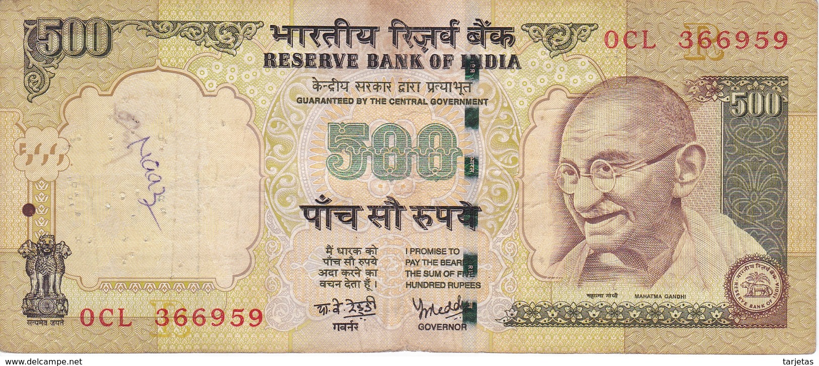 BILLETE DE LA INDIA DE 500 RUPEES    (BANKNOTE) DIFERENTES FIRMAS - India