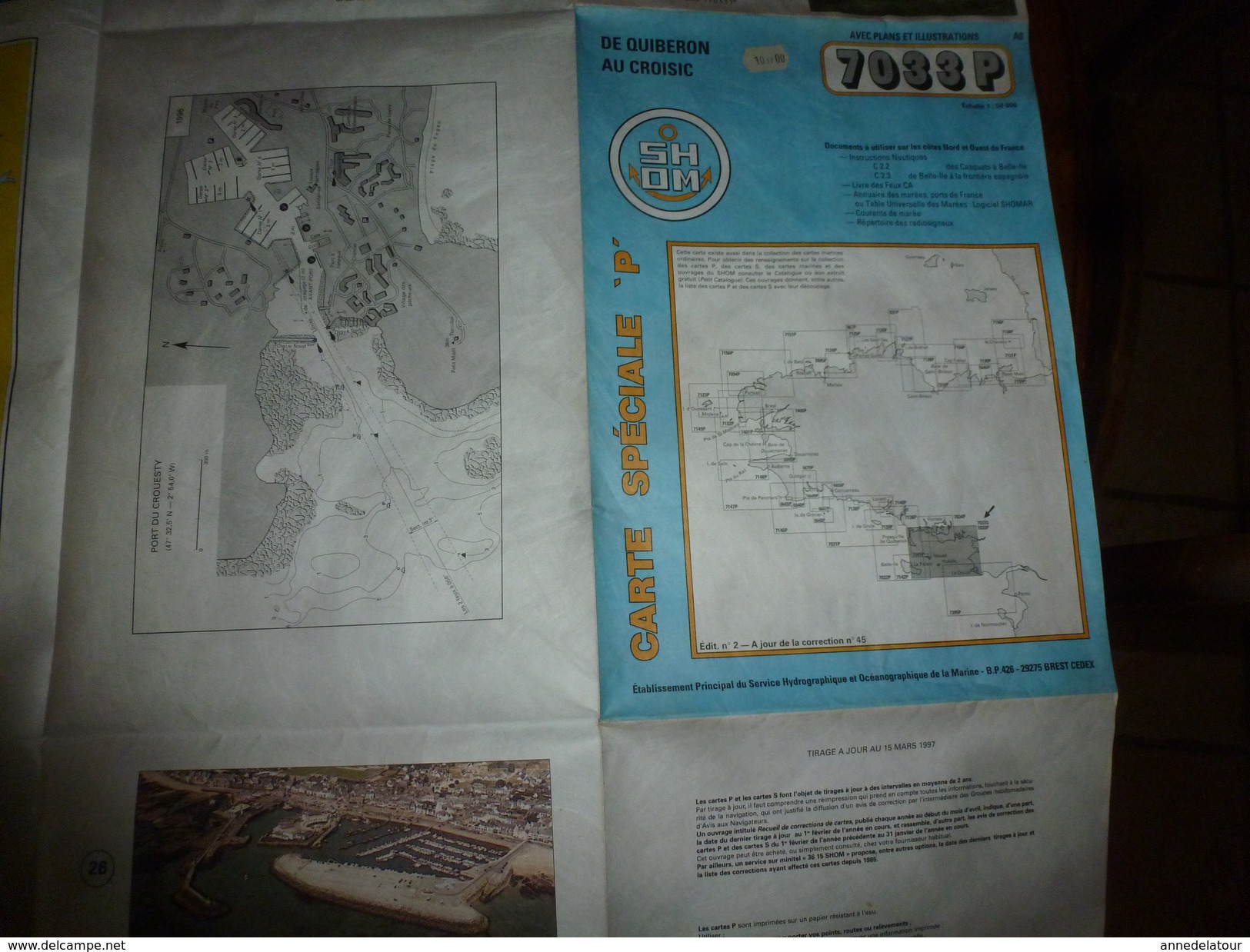 1997 De QUIBERON au CROISIC :  CARTE SPECIALE "P" avec Plan et illustrations  avec instructions nautiques, marées, etc