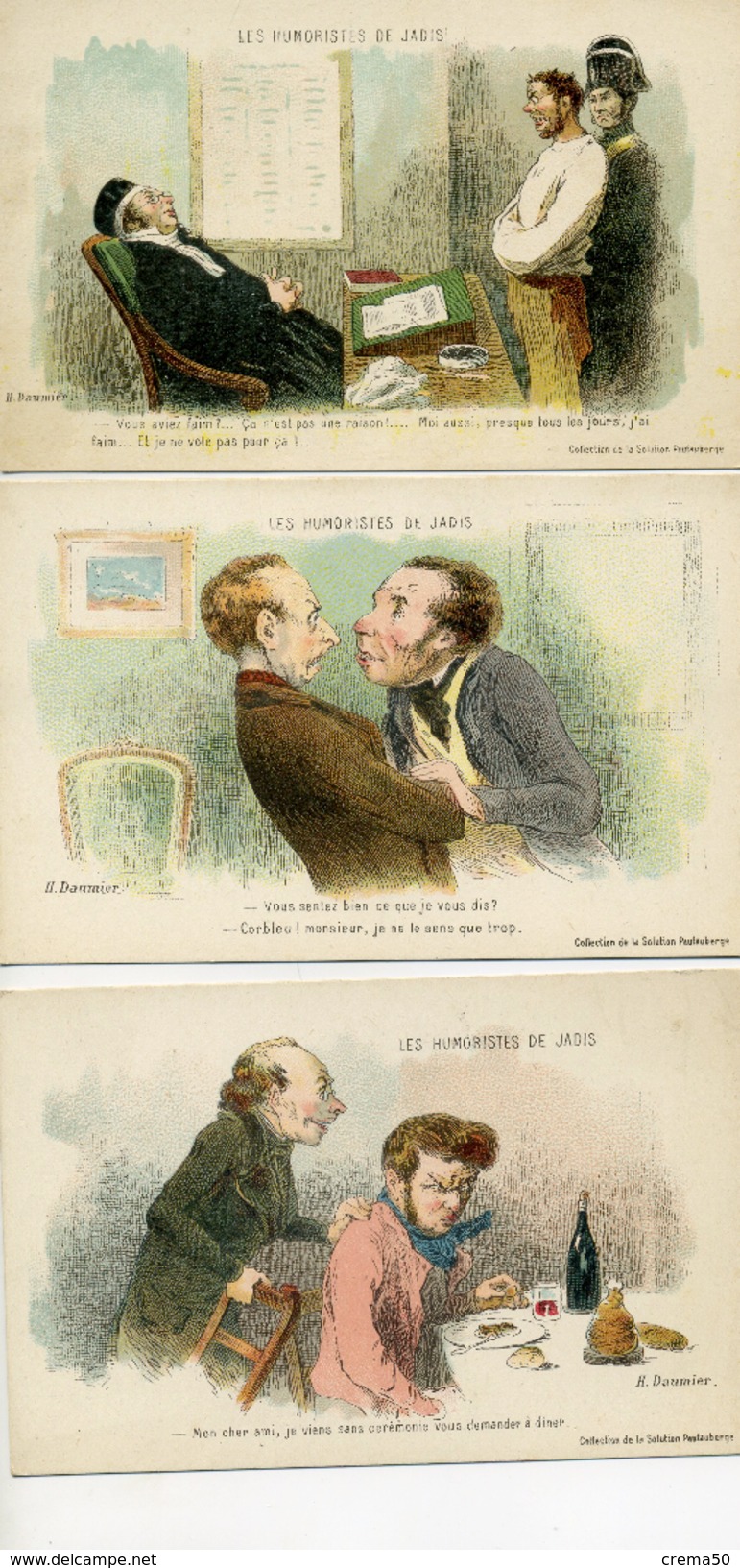 Illustrateur : Daumier - LES HUMORISTES DE JADIS - Le Lot De 3 Cartes - Autres & Non Classés