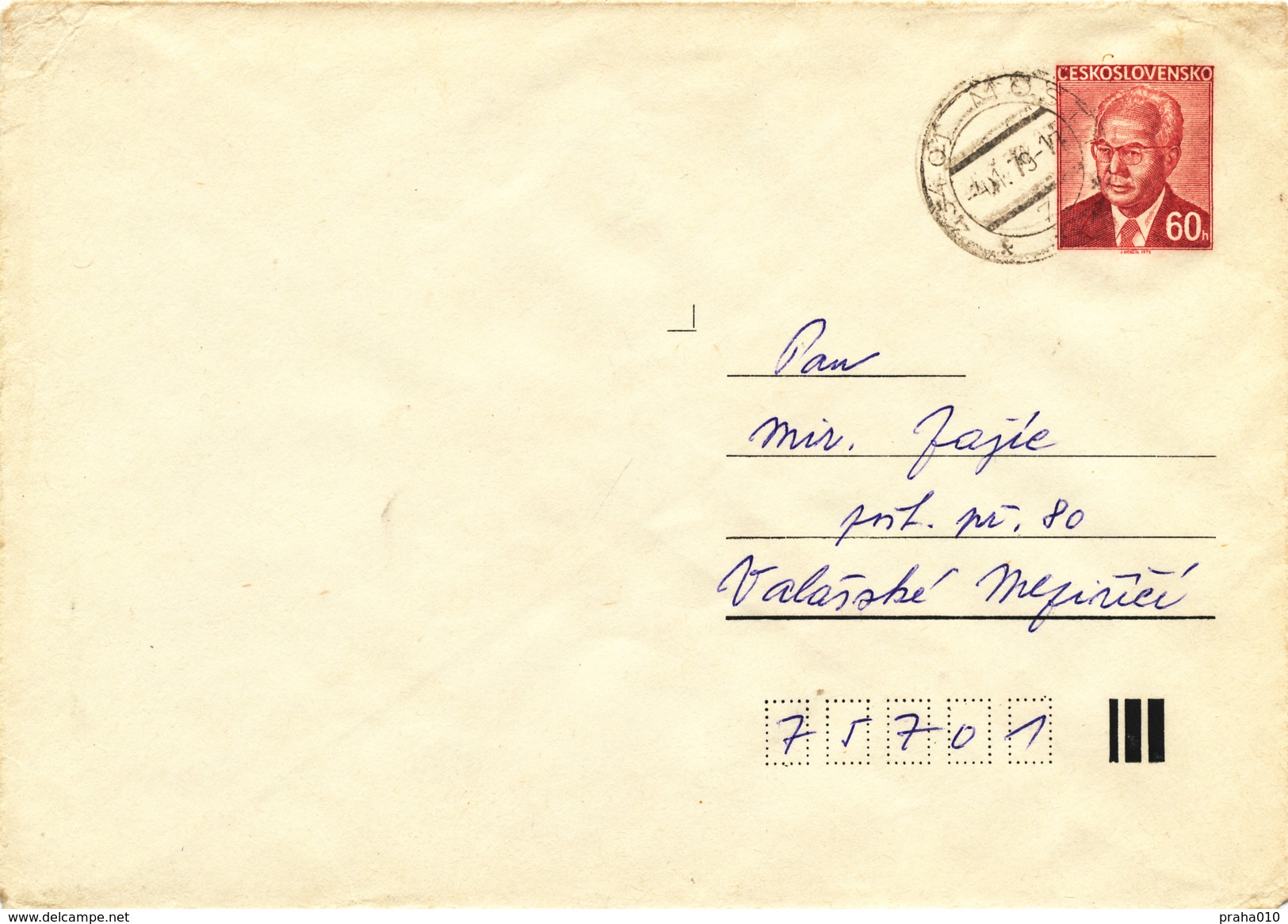 L3500 - Czechoslovakia (1979) 434 01 Most 1 (Postal Stationery: President Gustav Husak (1913-1991)); Handmade Postmark - Buste