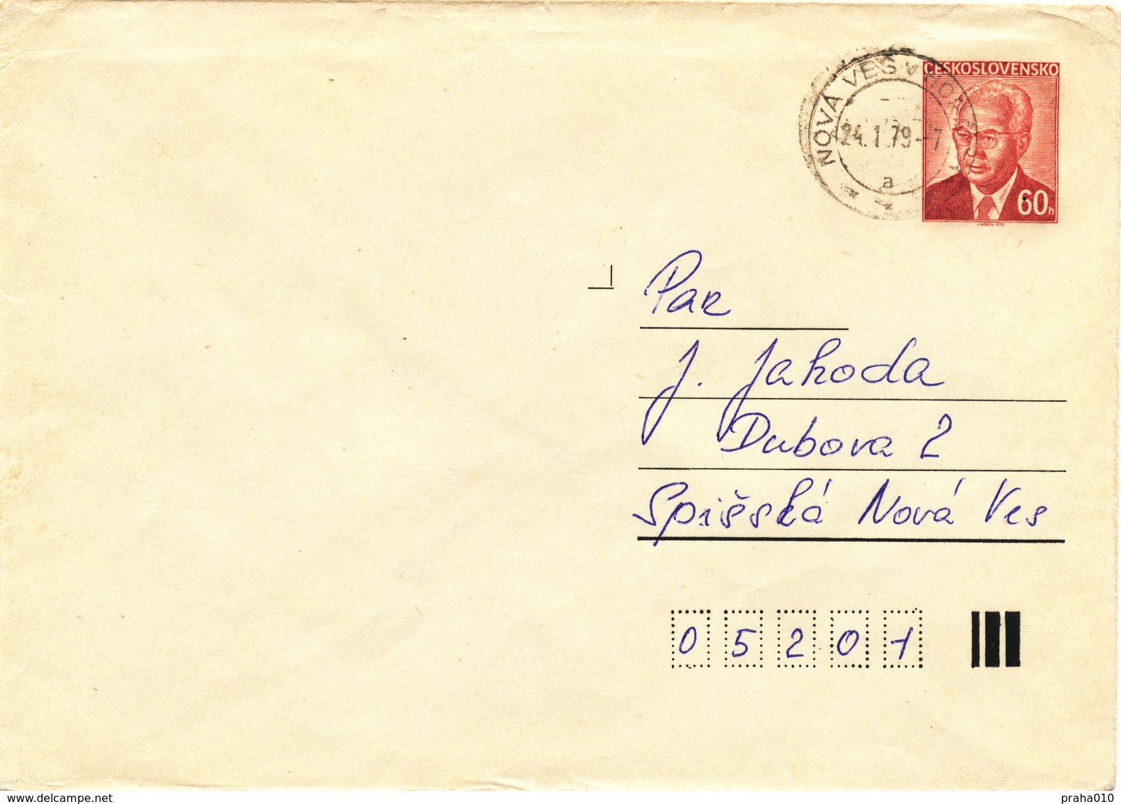 L3501 - Czechoslovakia (1979) Nova Ves V Horach (Postal Stationery: President Gustav Husak (1913-1991) Handmade Postmark - Covers