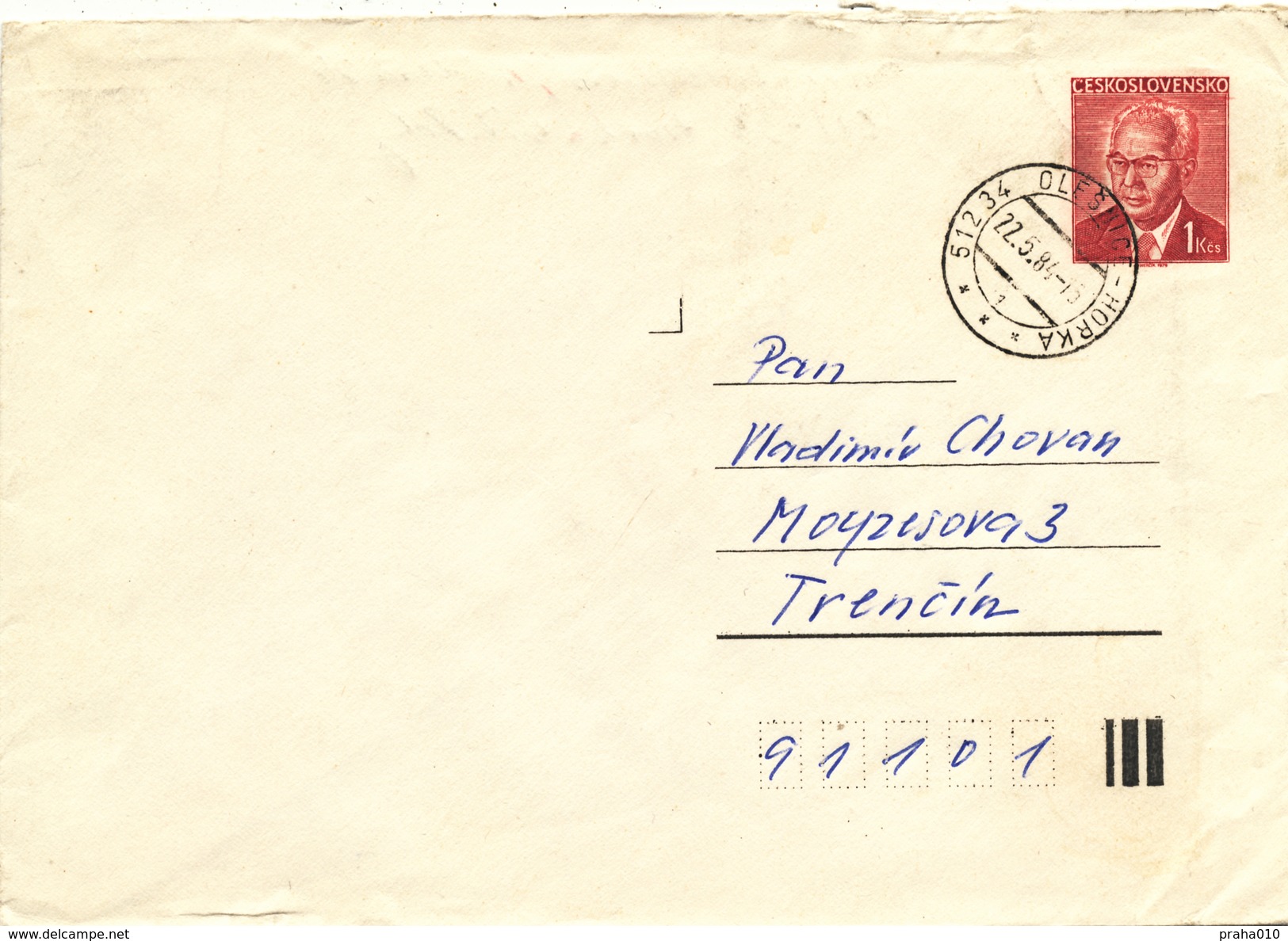 L3504 - Czechoslovakia (1984) 512 34 Olesnice - Horka (Postal Stationery: President Gustav Husak (1913-1991)) - Sobres