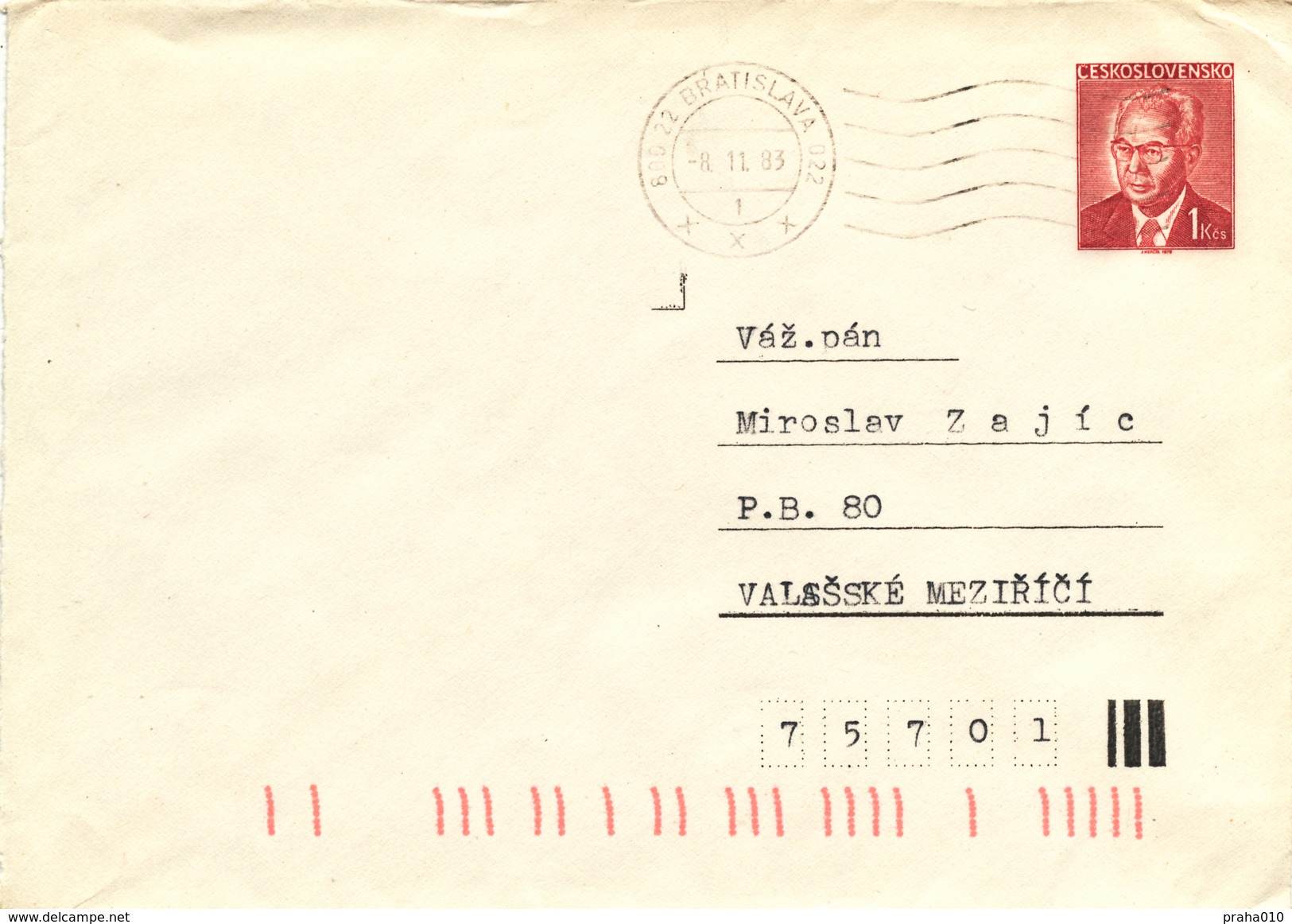 L3507 - Czechoslovakia (1983) 800 22 Bratislava 022 (Postal Stationery: President Gustav Husak (1913-1991)) - Sobres