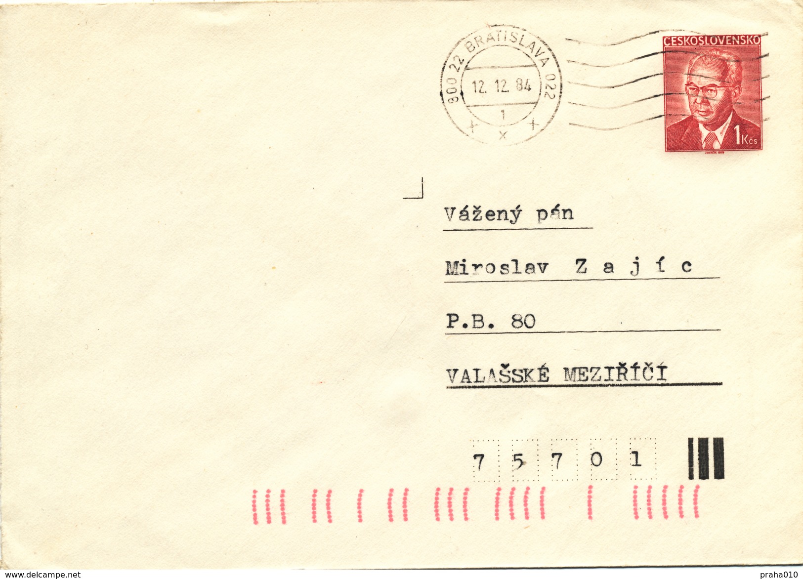 L3508 - Czechoslovakia (1984) 800 22 Bratislava 022 (Postal Stationery: President Gustav Husak (1913-1991)) - Covers