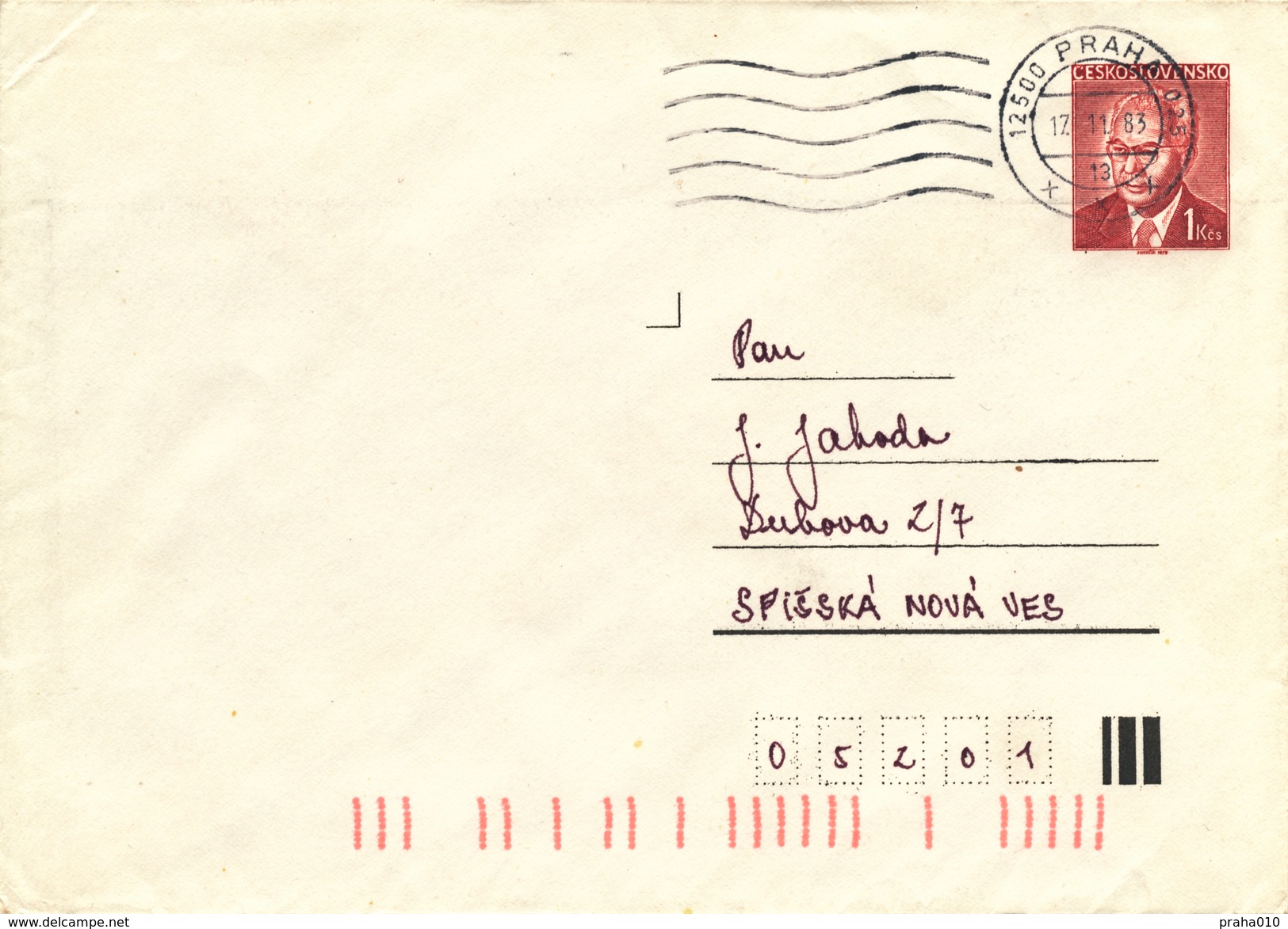 L3509 - Czechoslovakia (1983) 125 00 Praha 025 (Postal Stationery: President Gustav Husak (1913-1991)) - Sobres