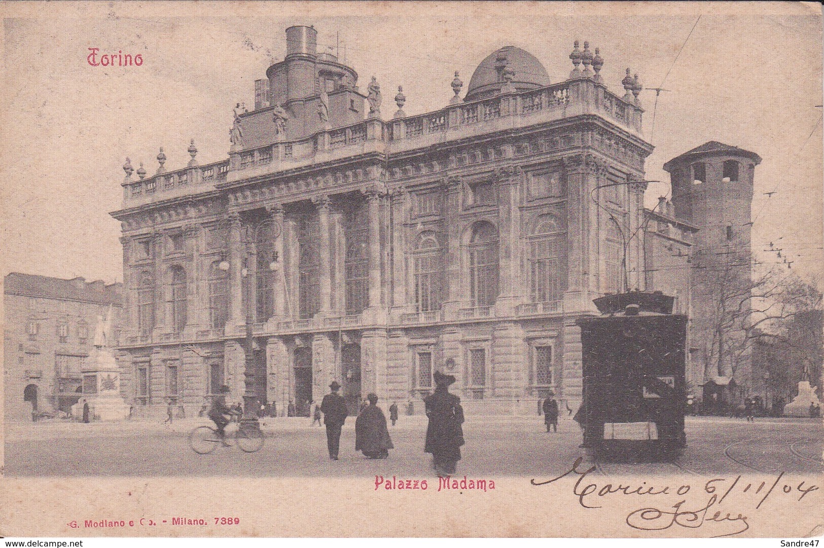 CPA  TORINO (Italie).  Palazzo Madama,  Tramway, Vélo. Pionnière ..E585 - Palazzo Madama