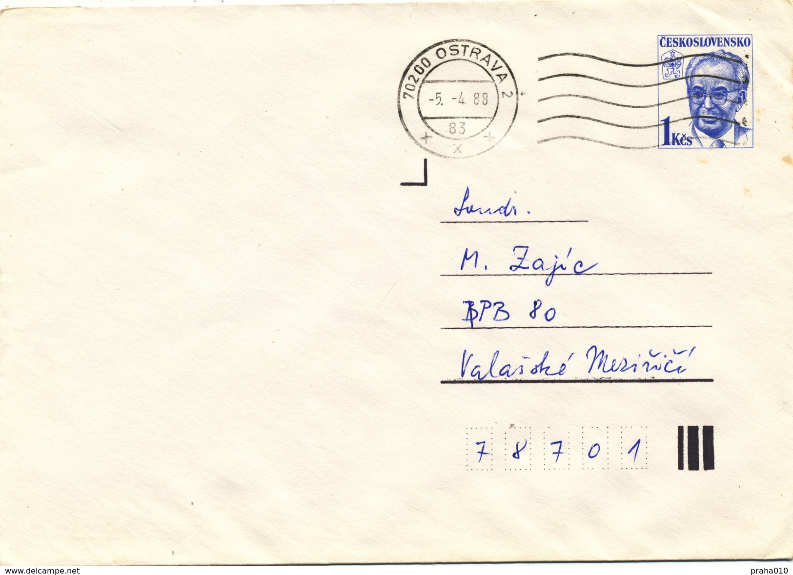 L3514 - Czechoslovakia (1988) 702 00 Ostrava 2 (Postal Stationery: President Gustav Husak (1913-1991)) - Covers