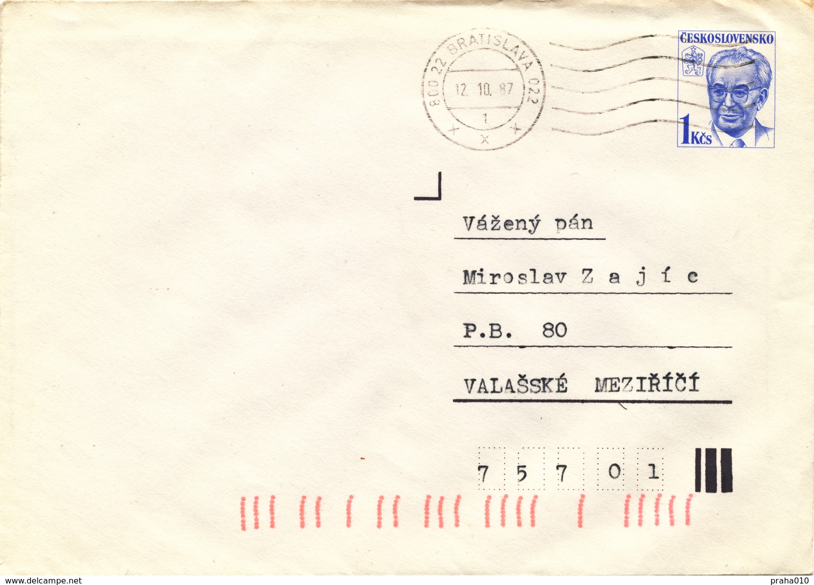 L3515 - Czechoslovakia (1987) 800 22 Bratislava 022 (Postal Stationery: President Gustav Husak (1913-1991)) - Omslagen