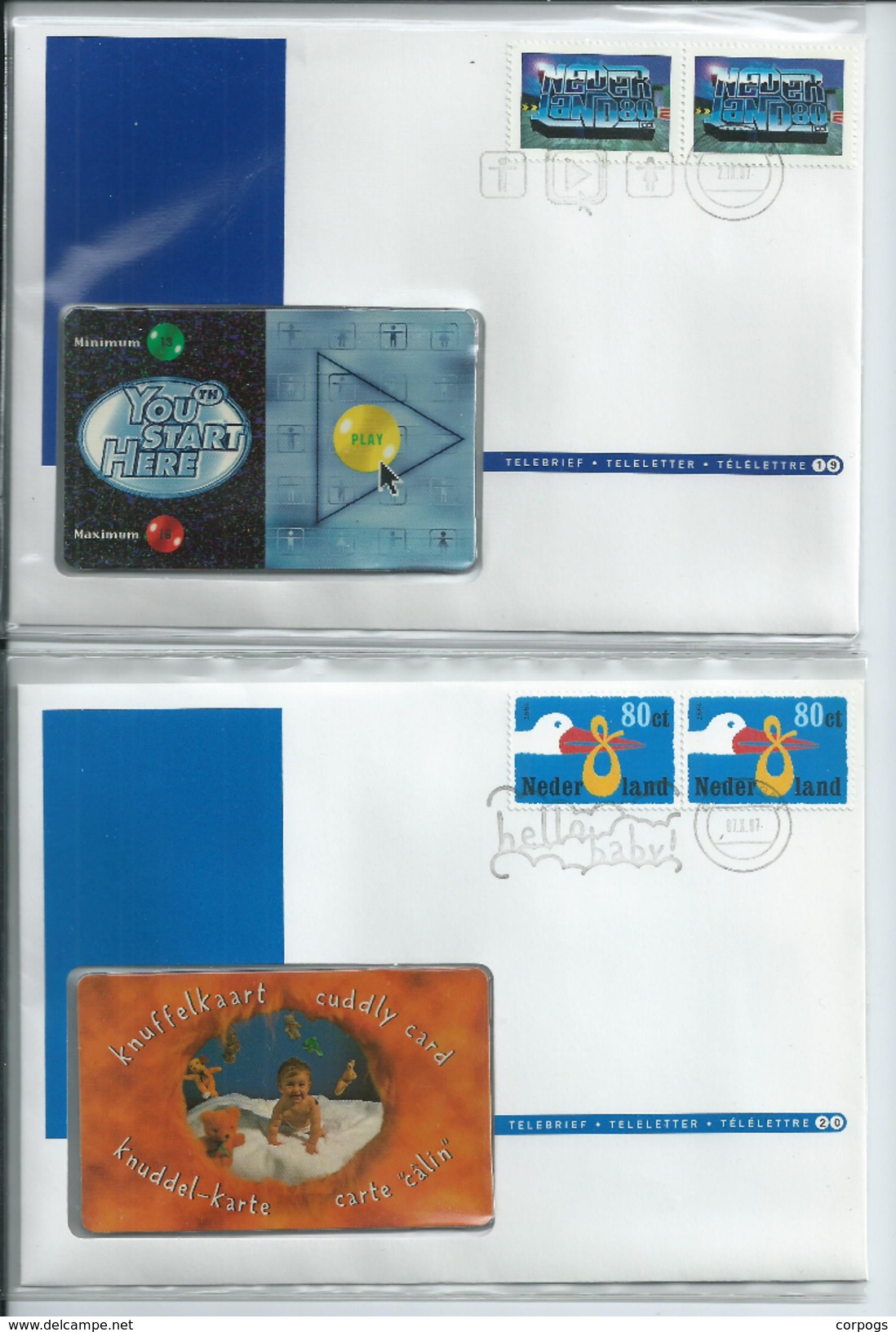 Complete set Telebrieven 1 / 36 ongebruikte telefoonkaart + zegel phonecard on letter (not Used) + stamp canceld