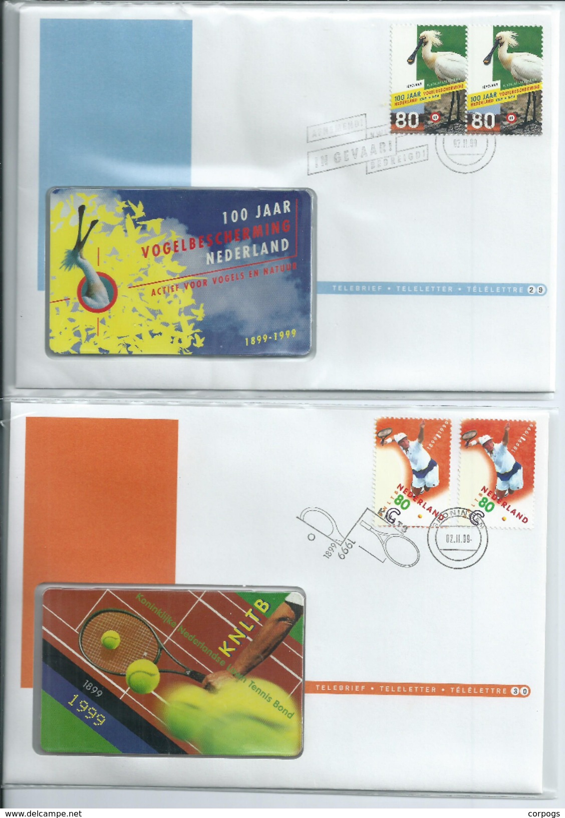Complete set Telebrieven 1 / 36 ongebruikte telefoonkaart + zegel phonecard on letter (not Used) + stamp canceld
