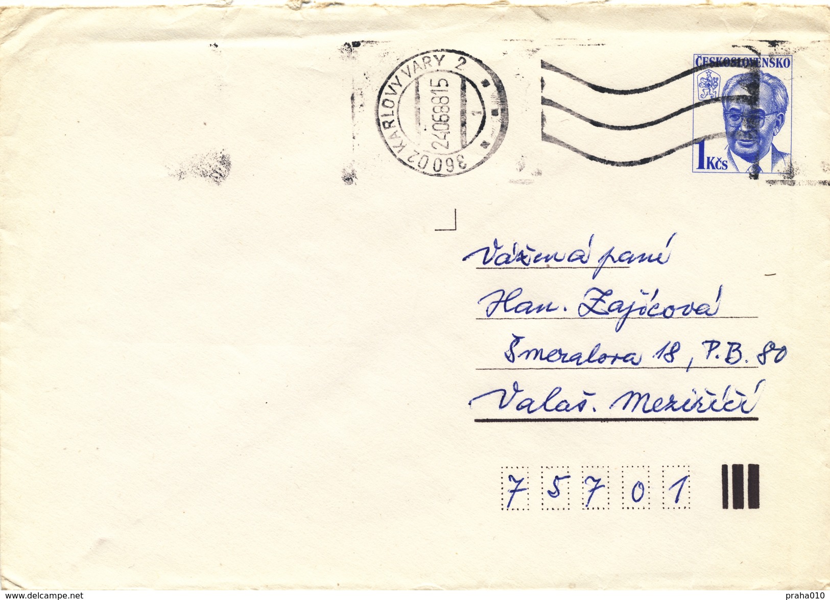 L3517 - Czechoslovakia (1988) 360 02 Karlovy Vary 2 (Postal Stationery: President Gustav Husak (1913-1991)) - Enveloppes