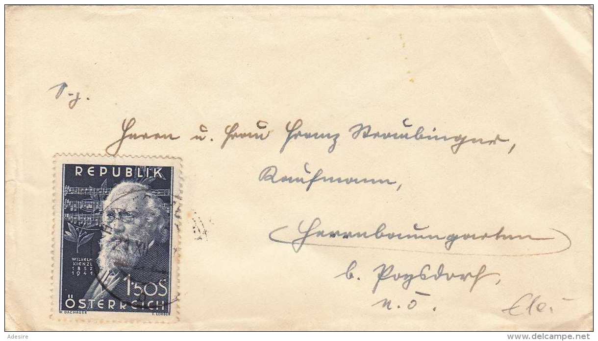 ÖSTERREICH 1951 - 1,5 S (Ank984) Auf Kleinen Brief Gel.n.Herrenbaumgarten Bei Poysdorf - Storia Postale