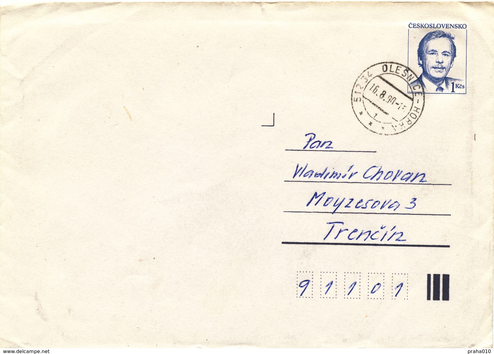 L3519 - Czechoslovakia (1990) 512 34 Olesnice - Horka (Postal Stationery: President Vaclav Havel (1936-2011)) - Briefe