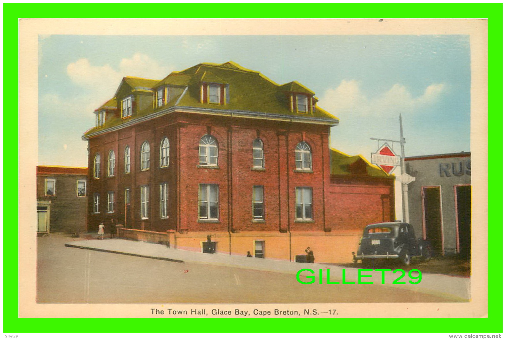 GLACE BAY, NOVA SCOTIA - THE TOWN HALL - GAZ STATION IRVING - CAPE BRETON - PECO - - Cape Breton