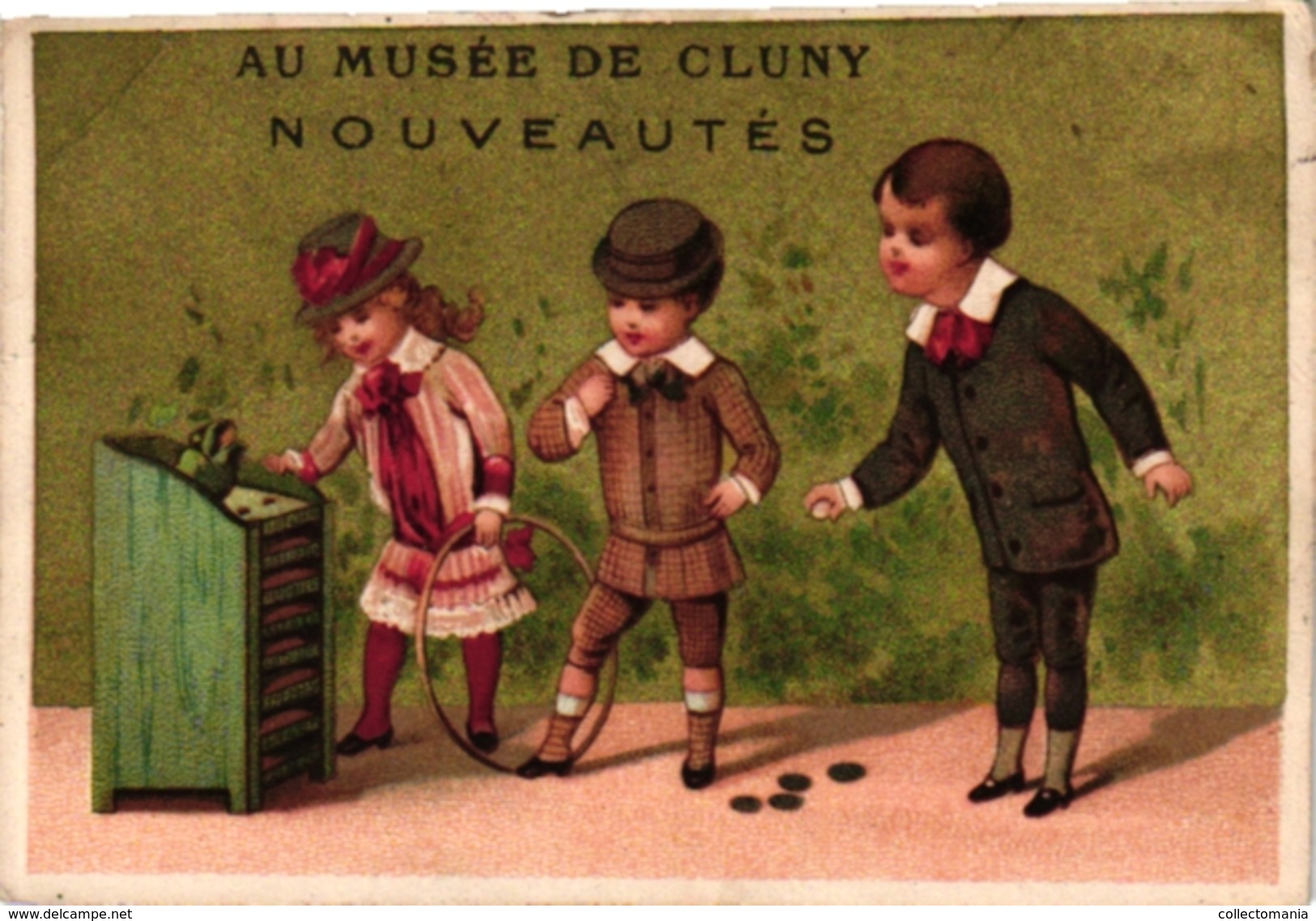 1880 - 5 Chromo Litho  Pub Guérin Boutron Chocolat Besnier Le Mans Couzan Source Brault Le Jeu De Tonneau Game Of Barel - Otros & Sin Clasificación