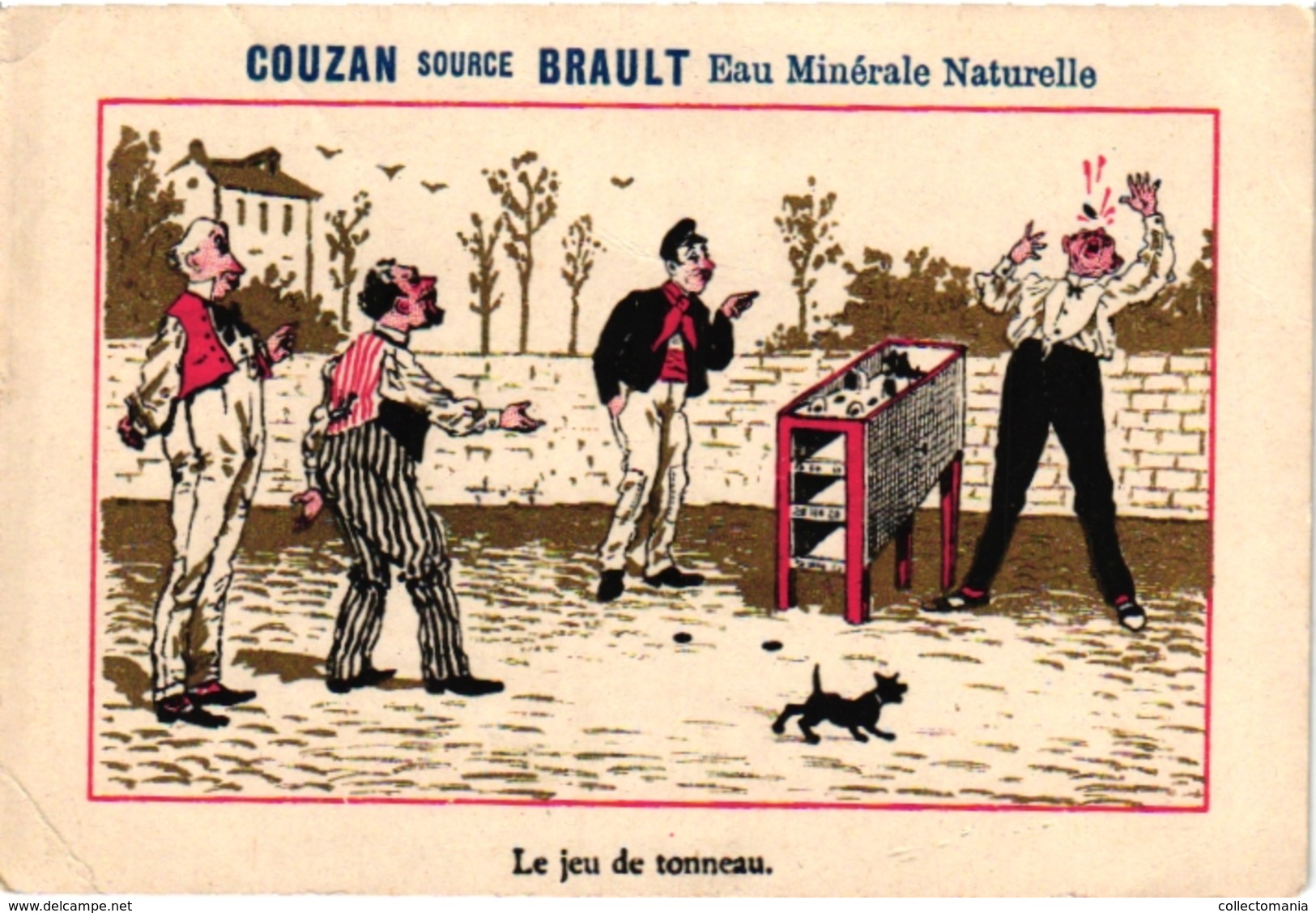 1880 - 5 Chromo Litho  Pub Guérin Boutron Chocolat Besnier Le Mans Couzan Source Brault Le Jeu De Tonneau Game Of Barel - Autres & Non Classés