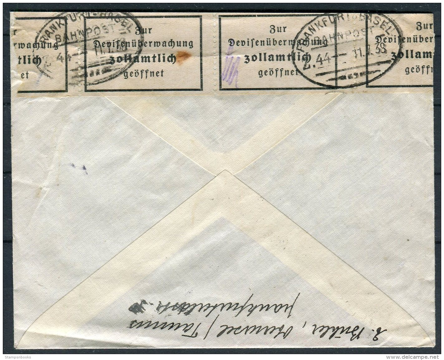 1938 Germany 25pf Graf Zeppelin, Frankfurt / Basel Bahnpost Cover - Switzerland - Briefe U. Dokumente