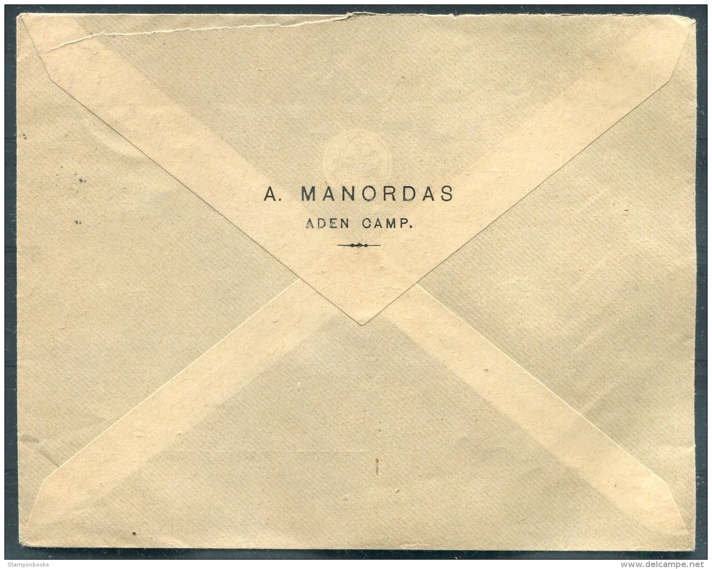 1920 India Aden Camp Cover A. Manordas - Langnau, Emmental, Switzerland - Aden (1854-1963)