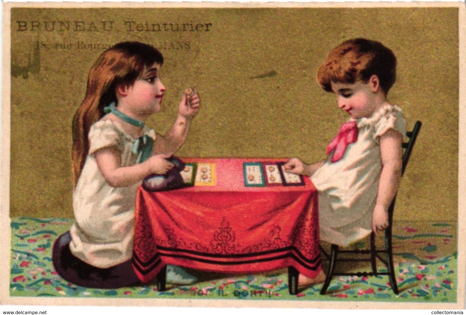 2 Cards C1900 Pub Peudefer Epernay Bruneau Mans  Loto Children Playing Loto - Autres & Non Classés