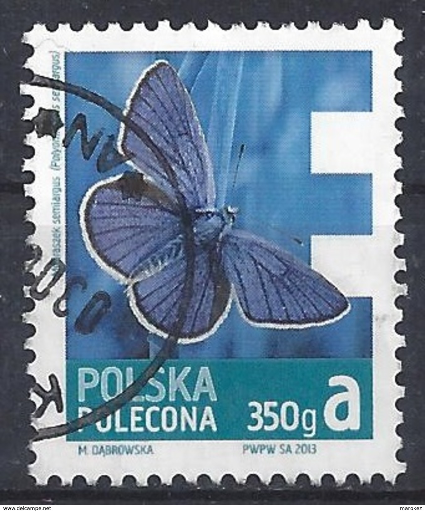 POLAND 2013 Fauna - Insects, Butterflies; Mazarine Blue (Rotklee-Bläuling) Postally Used MICHEL # 4627 - Usados