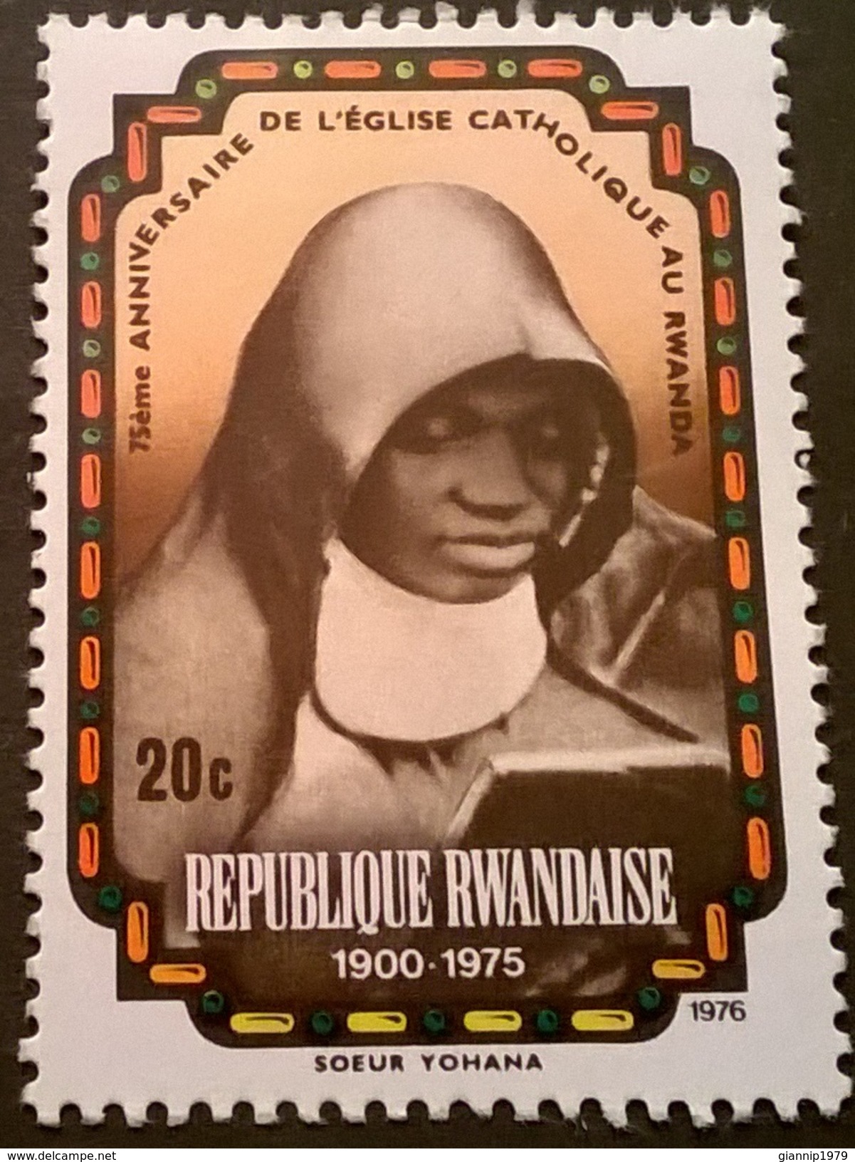 FRANCOBOLLO REP. RWANDAISE 1976 MNH** RARO ANNIVERSARY OF CATTOLICESIMO IN RUANDA - 1970-1979