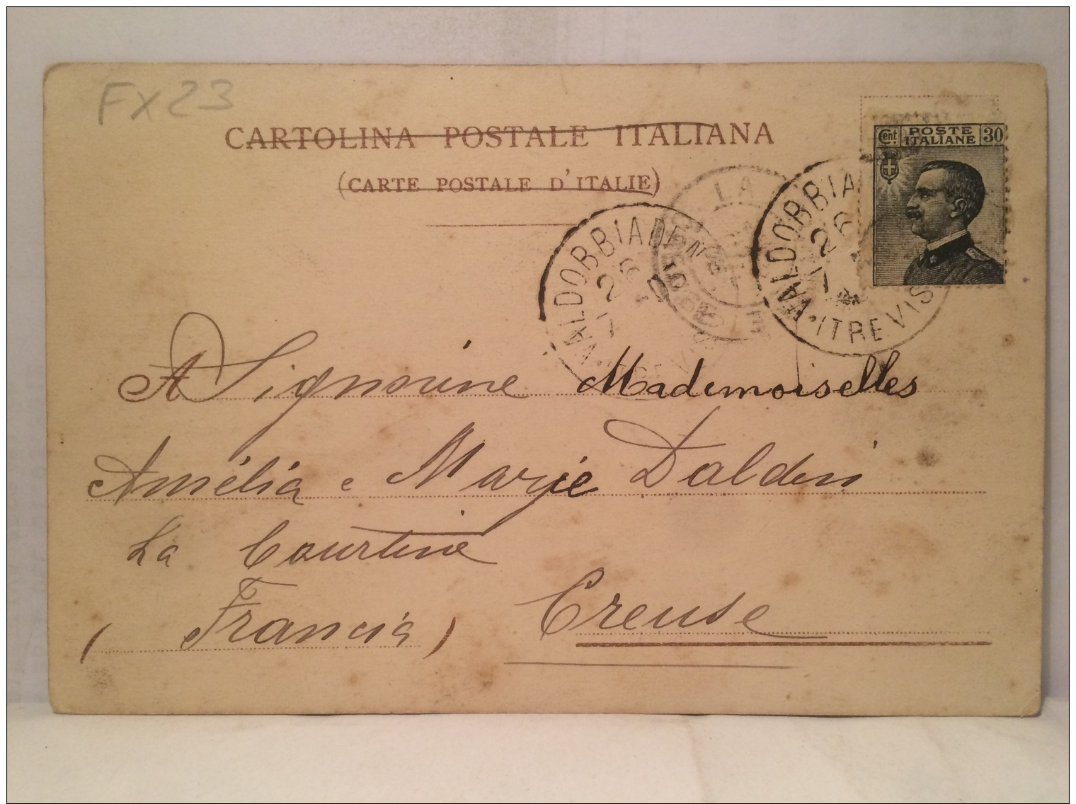 FX,COLLEZIONE,CARTOLINA POSTALE,POSTCARD,VIAGGIATA,EUROPA,ITALIA,VENETO,VALDOBBIADENE,ANIMATA,PANORAMICA,INTERESSANTE - Treviso