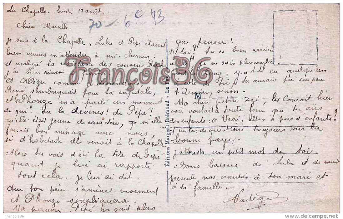 (43) Allègre - La Chapelle De N D De L' Oratoire Et La Fontaine - Automobile Café Du Commerce  - 2 SCANS - Otros & Sin Clasificación