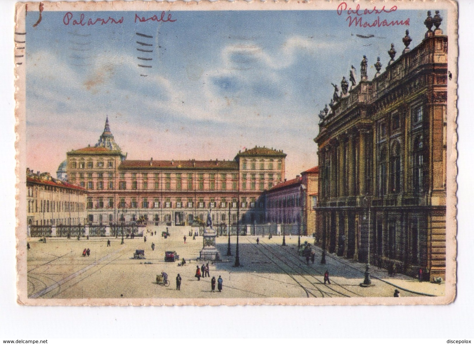 U074 Cartolina Del Piemonte - Torino (Torin) Palazzo Madame _ DOPPIO ANNULLO SOVRAPPOSTO - Palazzo Madama