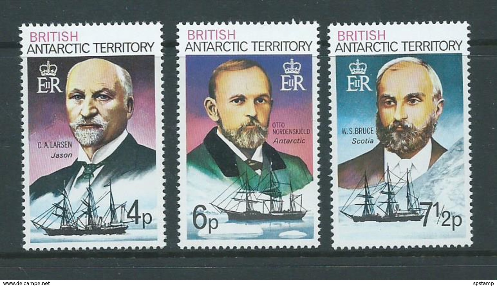 British Antarctic Territory 1973 Polar Explorers & Ship Definitives 4p 6p & 7&1/2p Values MNH - Unused Stamps