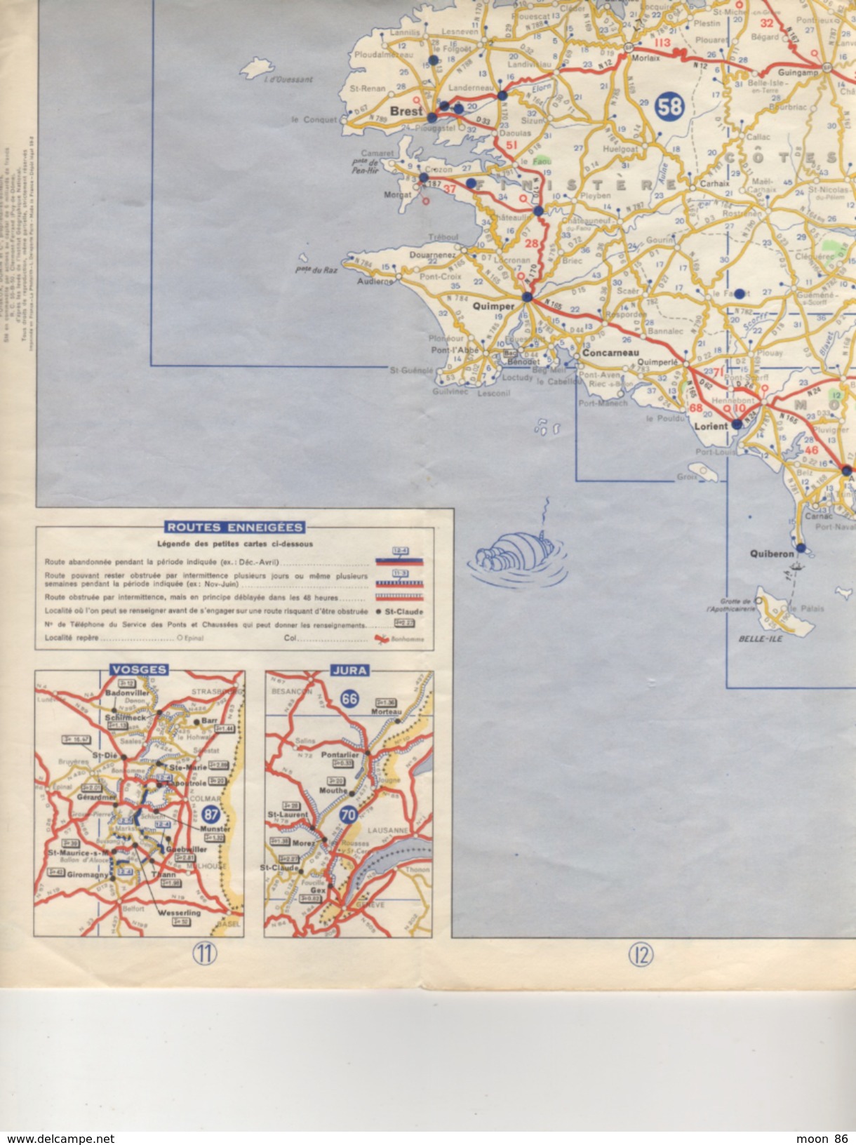 CARTE  MICHELIN 1959  FRANCE NORD  998 - MOBIL GRANDES ROUTES - Cartes Routières