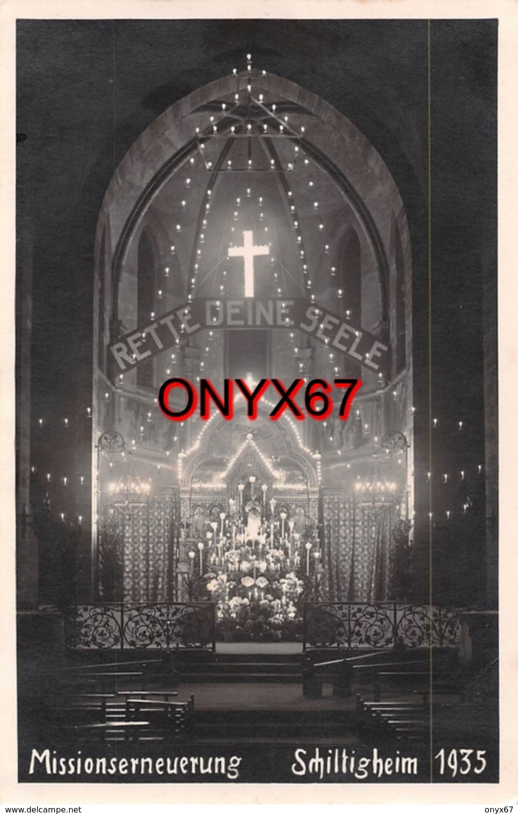 Carte Postale Photo SCHILTIGHEIM (Bas-Rhin) Missionserneuerung - Mission 1935 Intérieur Eglise Photo Dettling - Schiltigheim