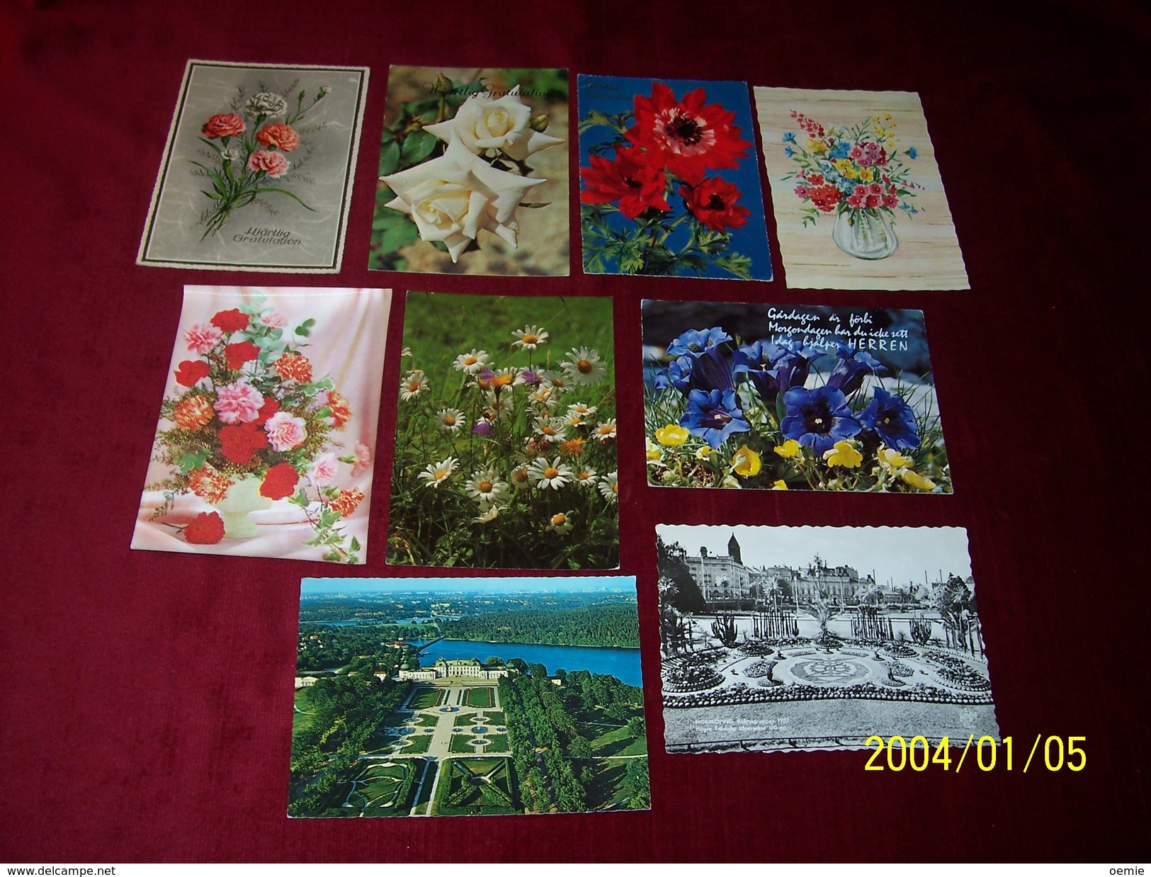 LOT DE 9 CARTES POSTALES SUR LE THEME DES FLEURS DU MONDE AVEC OBLITERATION  DE SUEDE  (SVERIGE) AVEC PHILATELIE - Collections