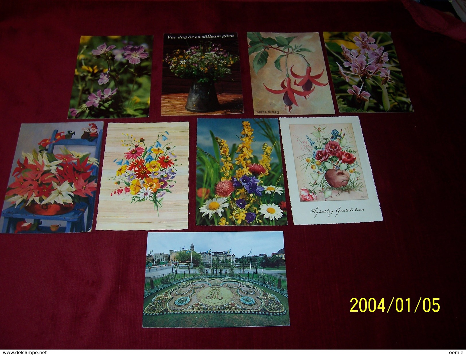 LOT DE 9 CARTES POSTALES SUR LE THEME DES FLEURS DU MONDE AVEC OBLITERATION  DE SUEDE  (SVERIGE) AVEC PHILATELIE - Sammlungen