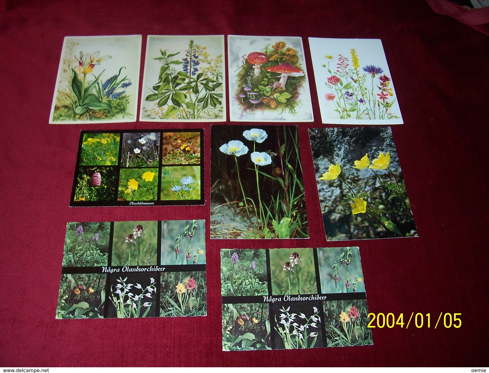 LOT DE 9 CARTES POSTALES SUR LE THEME DES FLEURS DU MONDE AVEC OBLITERATION  DE SUEDE  (SVERIGE) AVEC PHILATELIE - Verzamelingen