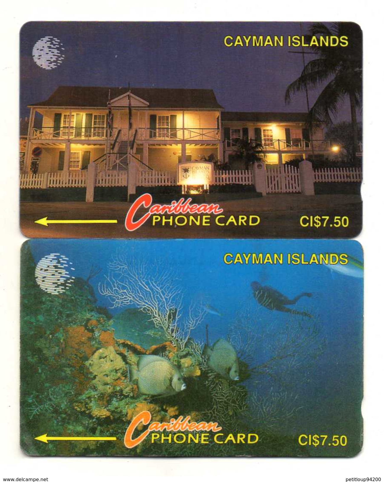 TELECARTES  ILES CAYMAN  *CI$ 7,50  Corail Poissons Coral  Fishes   (lot De 2) - Cayman Islands