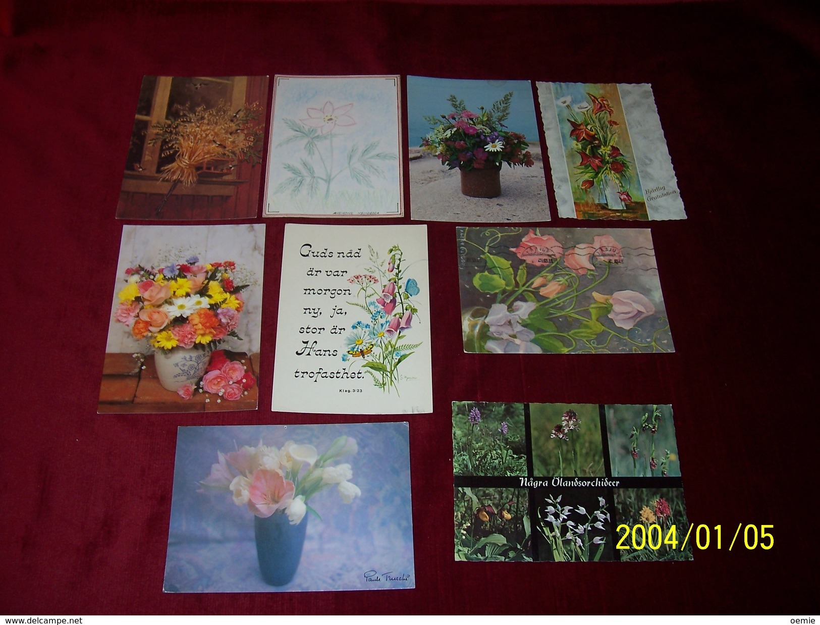 LOT DE 9 CARTES POSTALES SUR LE THEME DES FLEURS DU MONDE AVEC OBLITERATION  DE SUEDE  (SVERIGE) AVEC PHILATELIE - Collections