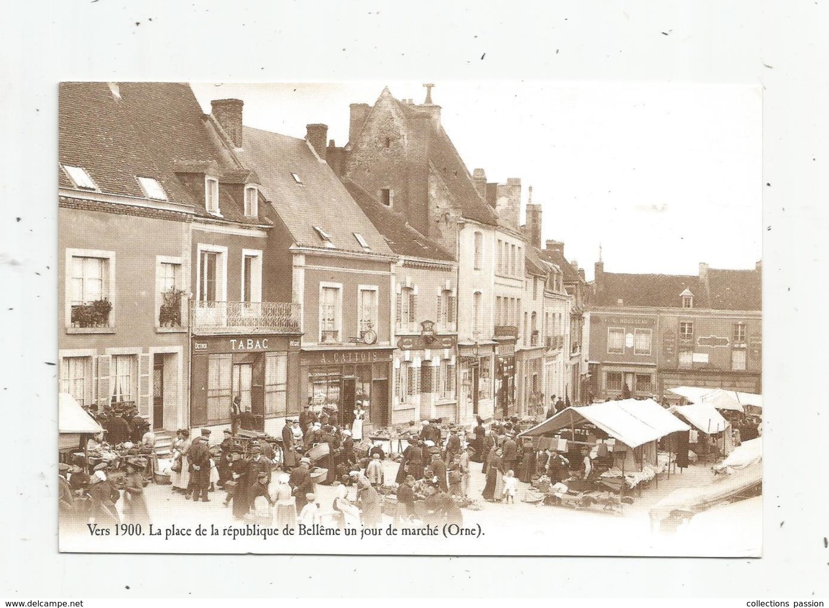 Cp , Reproduction , Commerce , Un Jour De Marché , Vers 1900 , La Place De La Répubique De BELLÊME , Vierge , Orne - Mercati