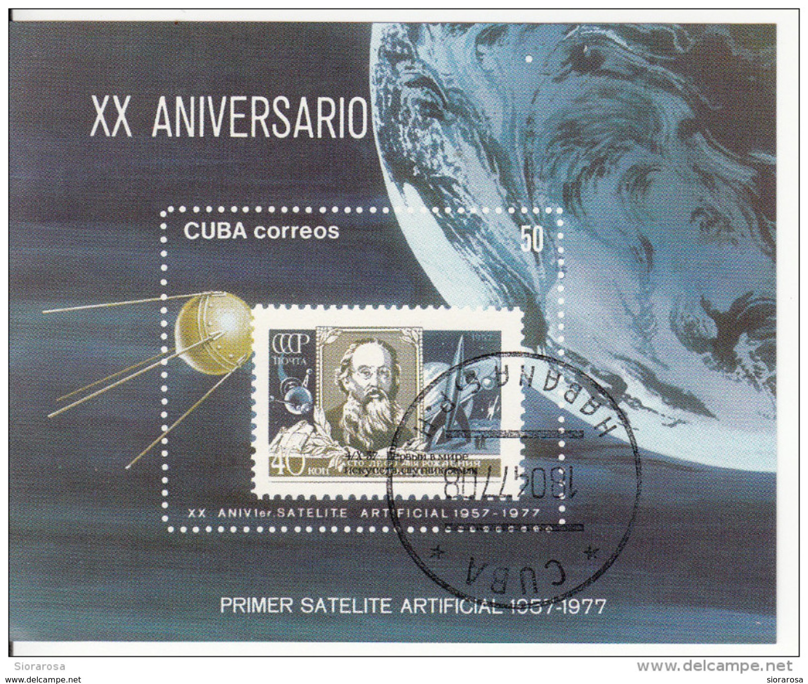 2138 Cuba 1986 XX° Anniv. Primo Satellite Artificiale Sputnik Sheet Perf. Russia Stamp Luna - América Del Sur
