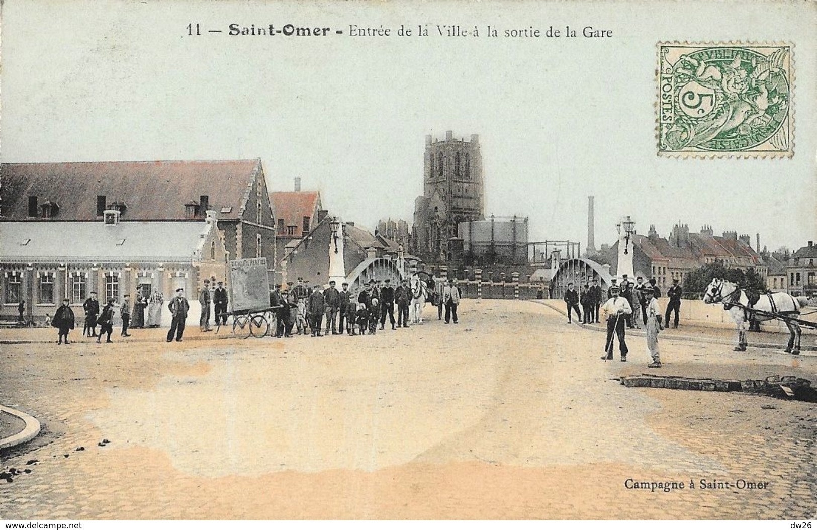 St Saint-Omer - Entrée De La Ville à La Sortie De La Gare - Carte Animée Colorisée - Saint Omer