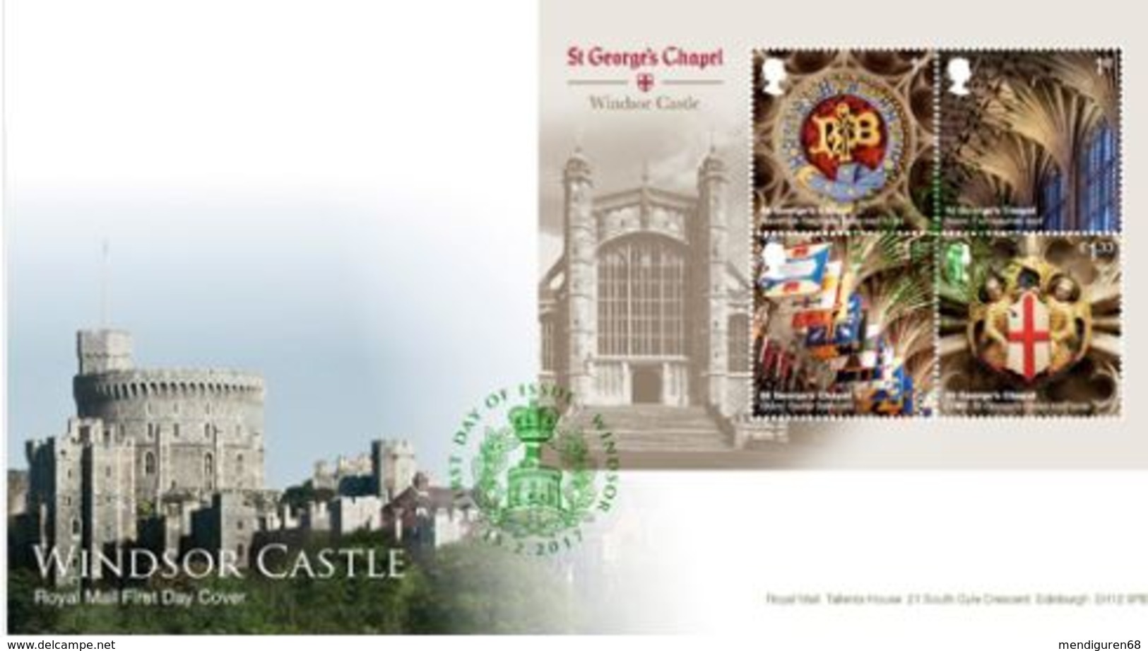 GROSSBRITANNIEN GRANDE BRETAGNE GB 2017 MS ST GEORGE’S CHAPEL FDC SG MS3928-31 MI B106-4002-05 YT F4004-07 SC 3590SH - 2011-2020 Dezimalausgaben