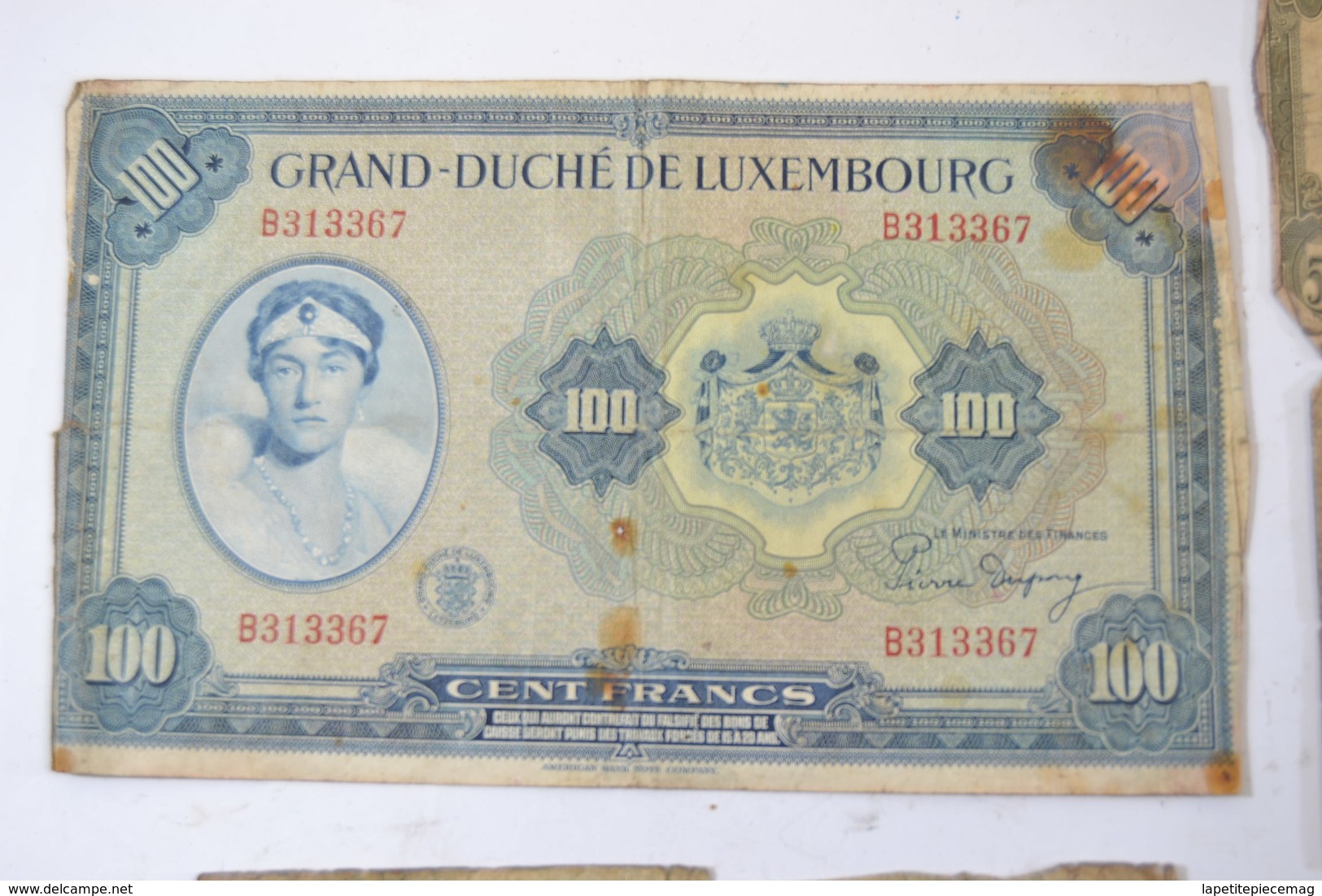 (AR10) Lot Billets Luxembourg Letzeburg 100 Francs 1944 ND, 20 Francs 1945, 2 X 5frs Et 10 Francs - Luxembourg