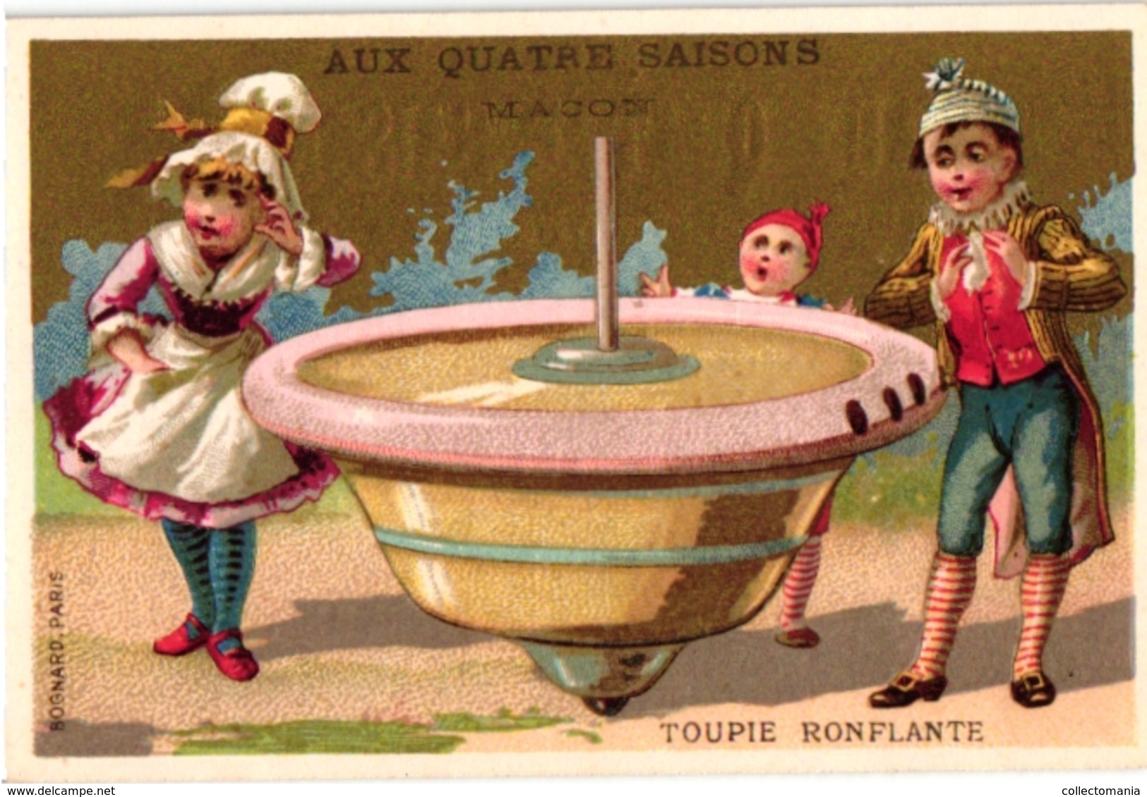 6 Trade Cards PUB Au Quatre Saison Imp Lessertisseux  Toupie Française Ronflante Sabot Allemagne Japonaise SPINNING - Autres & Non Classés