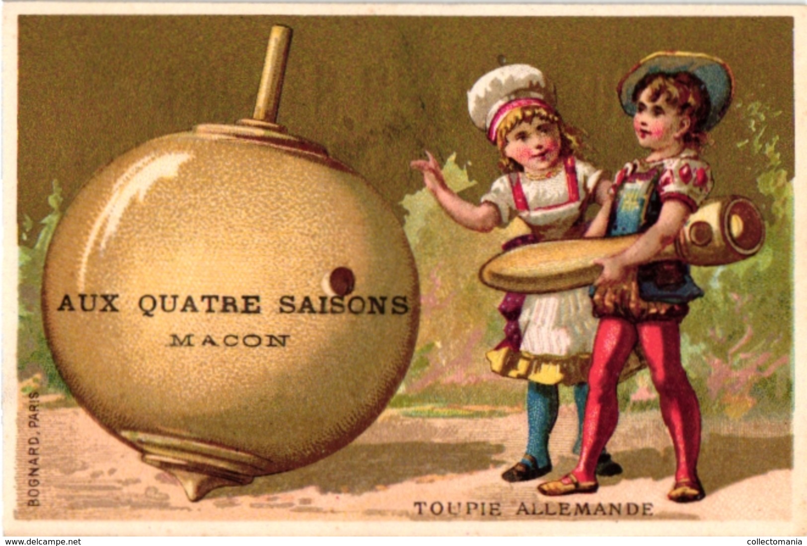 6 Trade Cards PUB Au Quatre Saison Imp Lessertisseux  Toupie Française Ronflante Sabot Allemagne Japonaise SPINNING - Andere & Zonder Classificatie