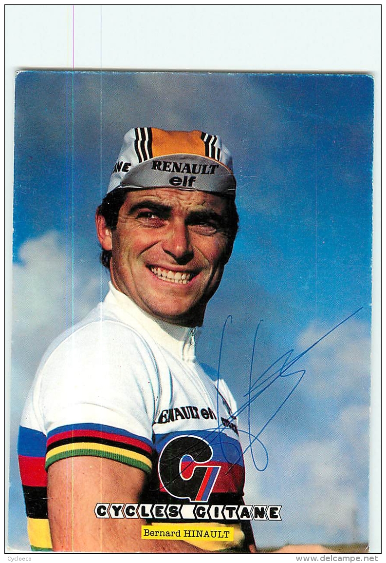 Bernard HINAULT, Autographe Manuscrit, Dédicace.  Cyclisme. 2 Scans. Champion Du Monde. Renault Elf - Cycling