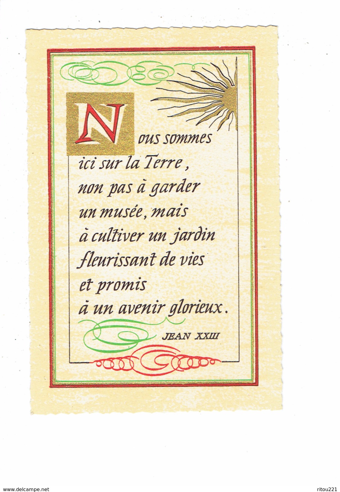 Cpm - Lettre Alphabet " N" - Proverbe Jean XXIII - édit Roussel - Autres & Non Classés