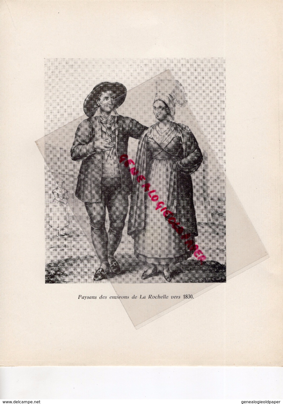 COSTUMES FRANCE XIXE S.- GRAVURE 17- PYASANS DE LA ROCHELLE VERS 1830-IMPRIMERIE DELMAS-CHAPON GOUNOUILHOU BORDEAUX-1932 - Estampes & Gravures