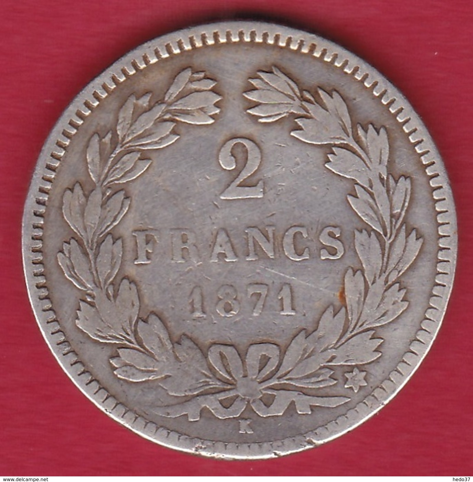 France 2 Francs Argent Cérès Sans Légende 1871 K - Autres & Non Classés